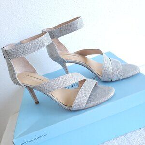 ANTONIO MELANI Silver Glitter Strappy High Heel Sandals